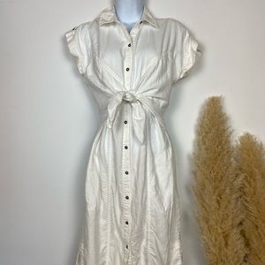 Maeve Anthropologie White Button Up Dress